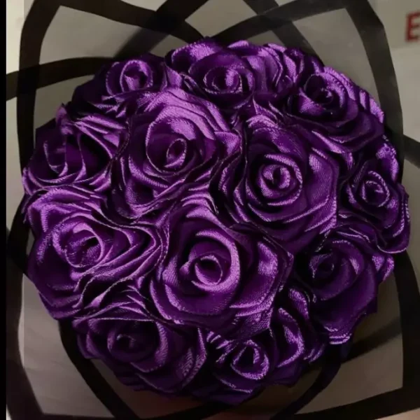 دسته گل روبانی بنفش